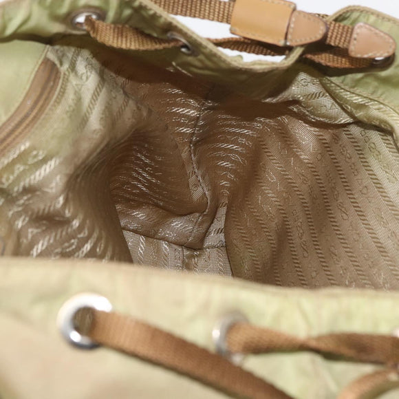 PRADA Hand Bag Nylon Khaki Silver Auth 176138