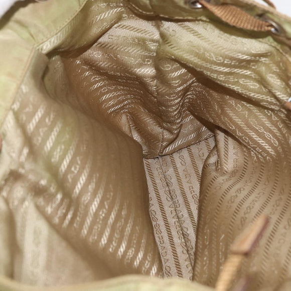 PRADA Hand Bag Nylon Khaki Silver Auth 176138