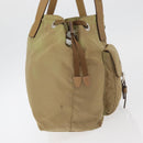 PRADA Hand Bag Nylon Khaki Silver Auth 176138-4