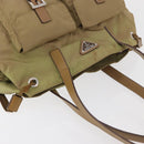 PRADA Hand Bag Nylon Khaki Silver Auth 176138-6