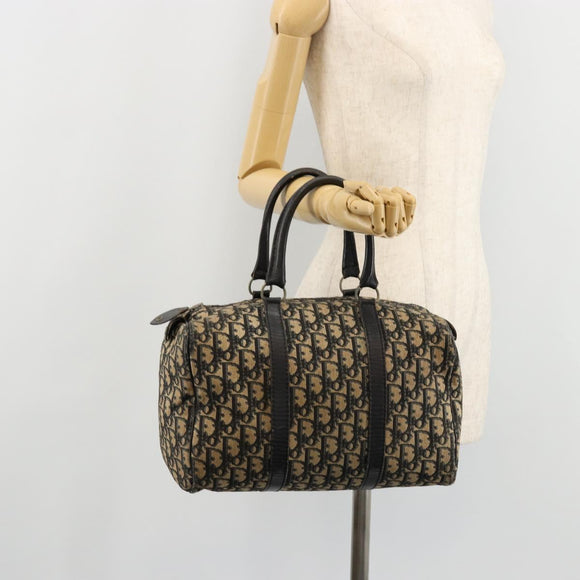 Christian Dior Trotter Canvas Hand Bag Navy Silver Auth 176139