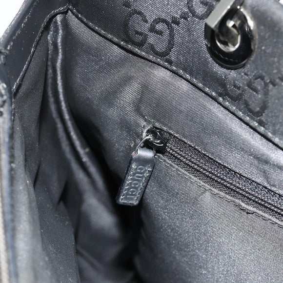 GUCCI GG Canvas Bamboo Handtasche Nylon Schwarz Silber 002 1010 Auth 176148