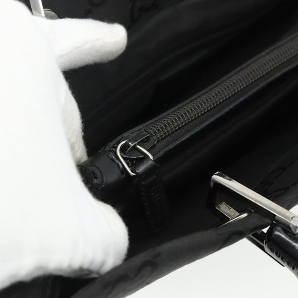 GUCCI GG Canvas Bamboo Handtasche Nylon Schwarz Silber 002 1010 Auth 176148