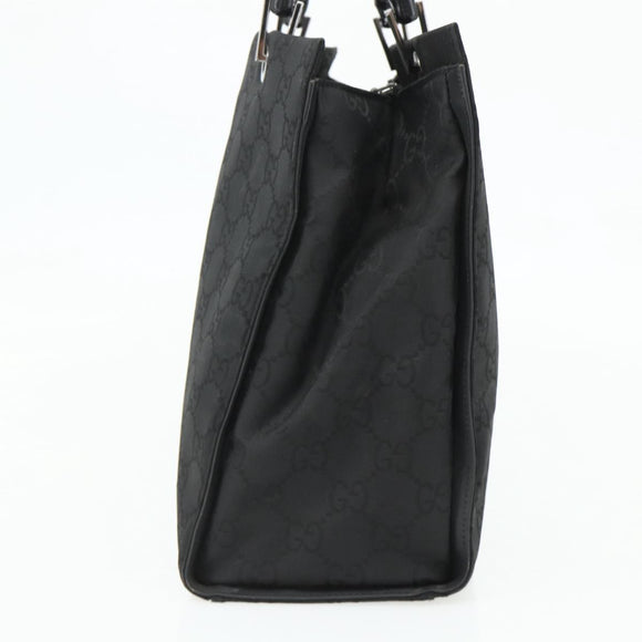 GUCCI GG Canvas Bamboo Handtasche Nylon Schwarz Silber 002 1010 Auth 176148