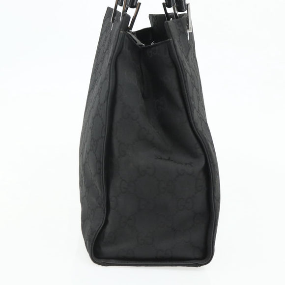 GUCCI GG Canvas Bamboo Handtasche Nylon Schwarz Silber 002 1010 Auth 176148