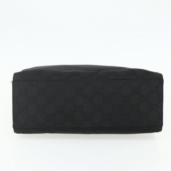 GUCCI GG Canvas Bamboo Handtasche Nylon Schwarz Silber 002 1010 Auth 176148