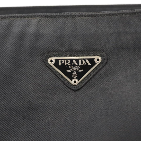 PRADA Hand Bag Nylon Black Silver Auth 176163
