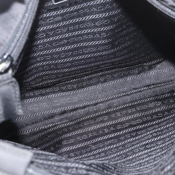 PRADA Hand Bag Nylon Black Silver Auth 176163