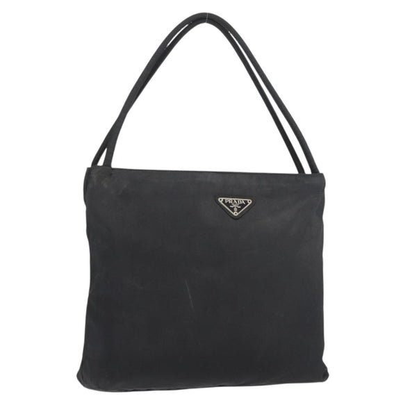 PRADA Hand Bag Nylon Black Silver Auth 176163