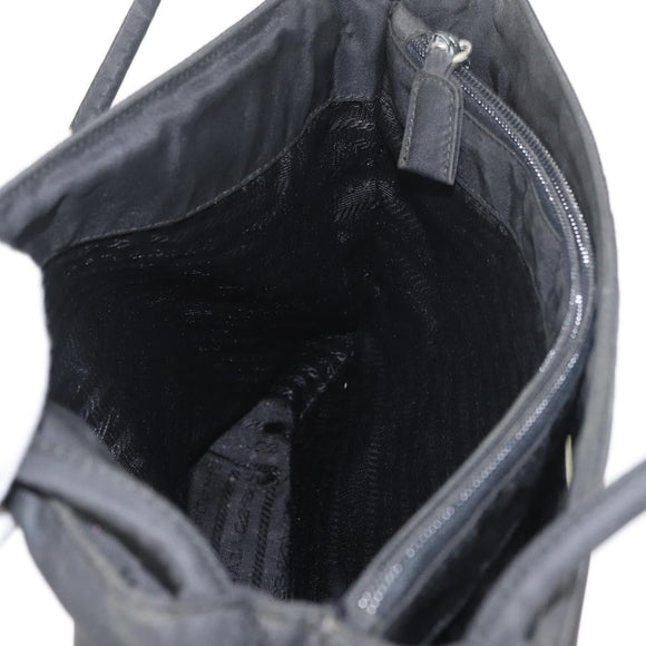 PRADA Hand Bag Nylon Black Silver Auth 176163