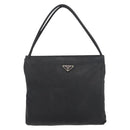 PRADA Hand Bag Nylon Black Silver Auth 176163-13