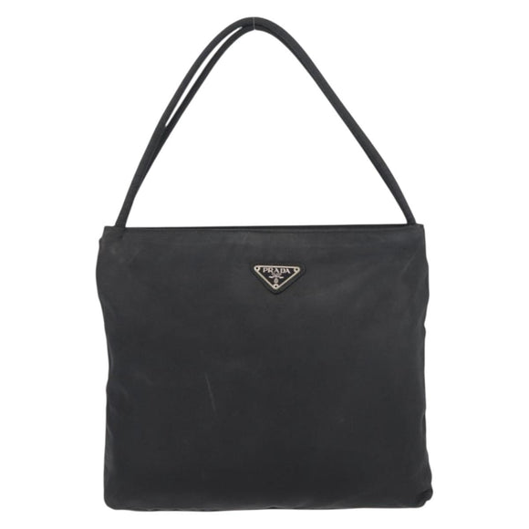 PRADA Hand Bag Nylon Black Silver Auth 176163