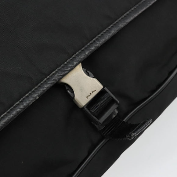 PRADA Shoulder Bag Nylon Black Silver Auth 176173