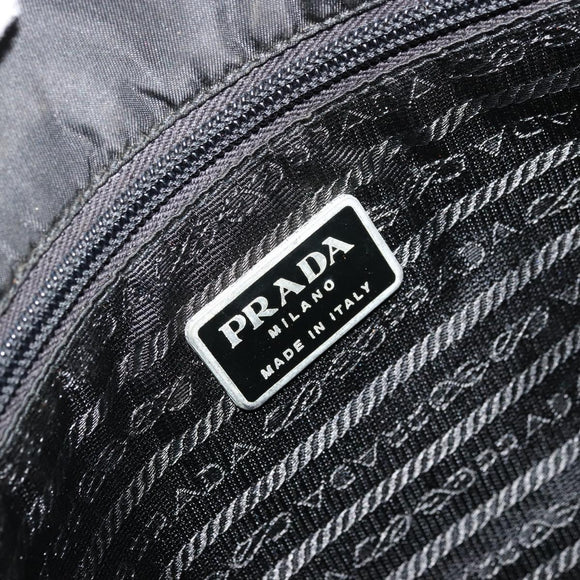 PRADA Shoulder Bag Nylon Black Silver Auth 176173