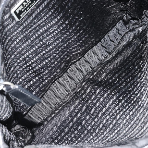 PRADA Shoulder Bag Nylon Black Silver Auth 176173