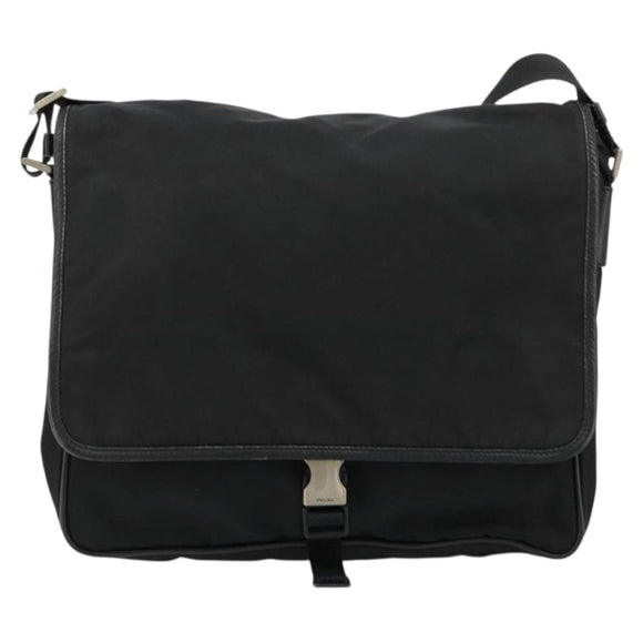 PRADA Shoulder Bag Nylon Black Silver Auth 176173