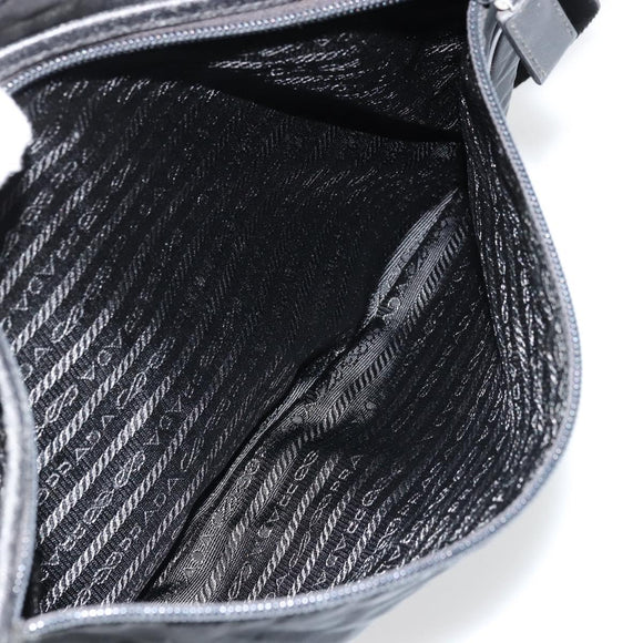 PRADA Shoulder Bag Nylon Black Silver Auth 176173