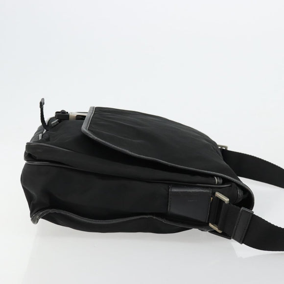 PRADA Shoulder Bag Nylon Black Silver Auth 176173