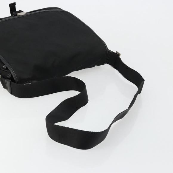 PRADA Shoulder Bag Nylon Black Silver Auth 176173