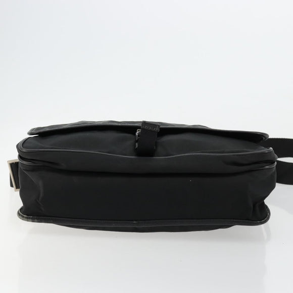 PRADA Shoulder Bag Nylon Black Silver Auth 176173