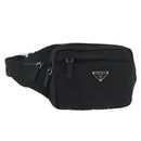 PRADA Body Bag Nylon Black Silver Auth 176176A-1