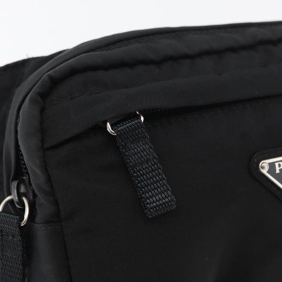 PRADA Body Bag Nylon Black Silver Auth 176176A