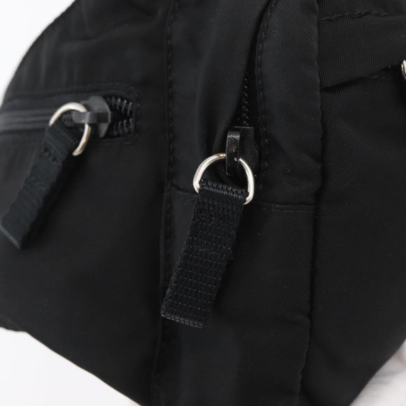 PRADA Body Bag Nylon Black Silver Auth 176176A