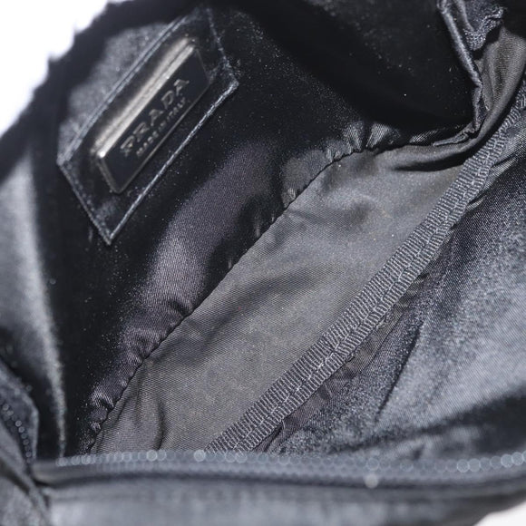 PRADA Body Bag Nylon Black Silver Auth 176176A