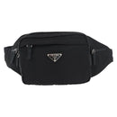 PRADA Body Bag Nylon Black Silver Auth 176176A-13