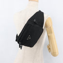 PRADA Body Bag Nylon Black Silver Auth 176176A-23