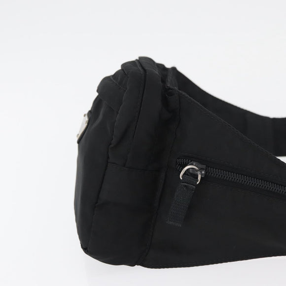 PRADA Body Bag Nylon Black Silver Auth 176176A