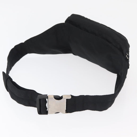 PRADA Body Bag Nylon Black Silver Auth 176176A