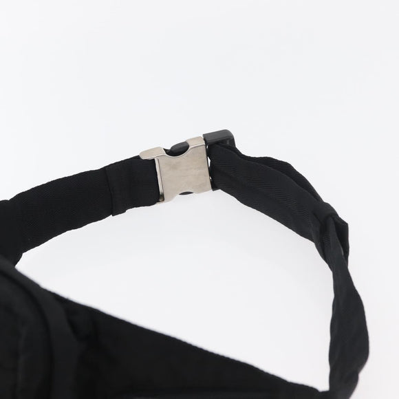 PRADA Body Bag Nylon Black Silver Auth 176176A