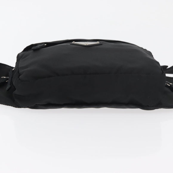 PRADA Body Bag Nylon Black Silver Auth 176176A
