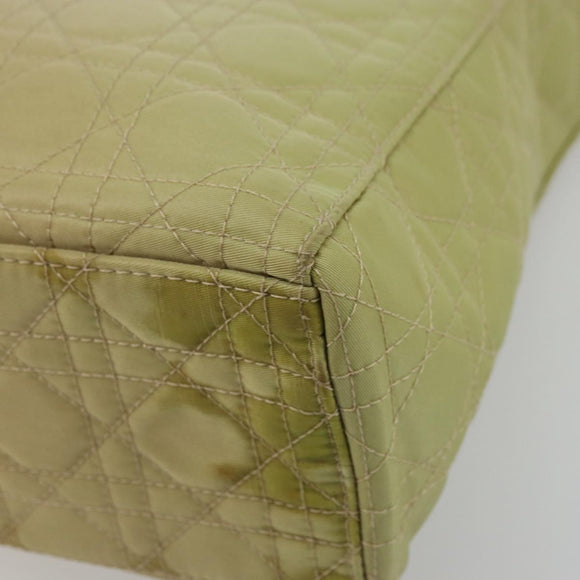 Christian Dior Cannage Handtasche Nylon 2way Grün Gold Auth 176178