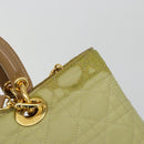 Christian Dior Cannage Handtasche Nylon 2way Grün Gold Auth 176178-10