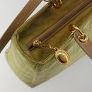 Christian Dior Cannage Handtasche Nylon 2way Grün Gold Auth 176178-20