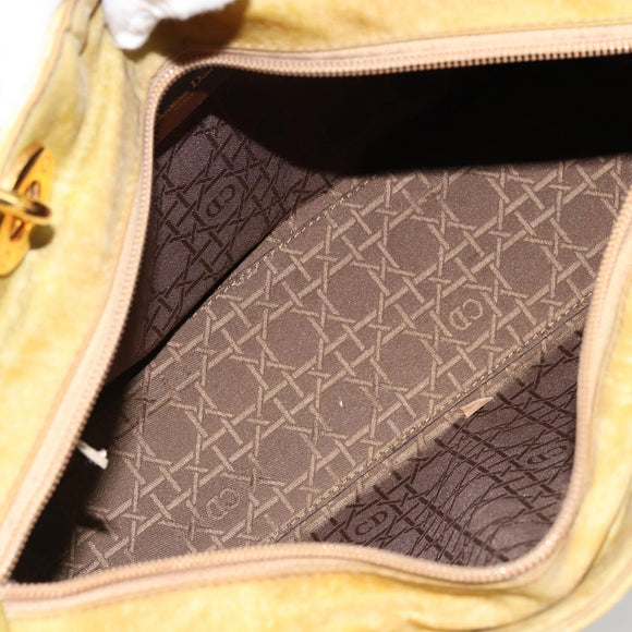 Christian Dior Cannage Handtasche Nylon 2way Grün Gold Auth 176178