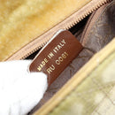 Christian Dior Cannage Handtasche Nylon 2way Grün Gold Auth 176178-12