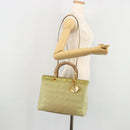 Christian Dior Cannage Handtasche Nylon 2way Grün Gold Auth 176178-26