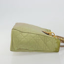 Christian Dior Cannage Handtasche Nylon 2way Grün Gold Auth 176178-3