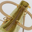 Christian Dior Cannage Handtasche Nylon 2way Grün Gold Auth 176178-6