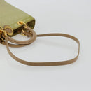 Christian Dior Cannage Handtasche Nylon 2way Grün Gold Auth 176178-8