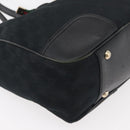 GUCCI GG Canvas Web Sherry Line Pretty Tote Bag Black Gold 163805 Auth 176182-10