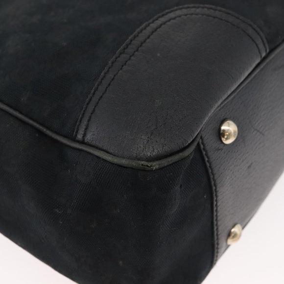 GUCCI GG Canvas Web Sherry Line Pretty Tote Bag Black Gold 163805 Auth 176182