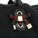 GUCCI GG Canvas Web Sherry Line Pretty Tote Bag Black Gold 163805 Auth 176182-14
