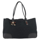 GUCCI GG Canvas Web Sherry Line Pretty Tote Bag Black Gold 163805 Auth 176182-2