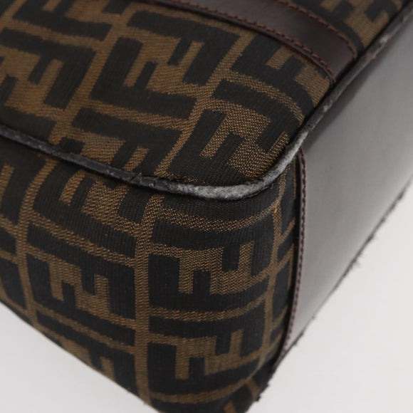 FENDI Zucca Canvas Hand Bag Brown Black Auth 176183