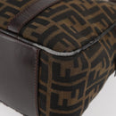 FENDI Zucca Canvas Hand Bag Brown Black Auth 176183-14
