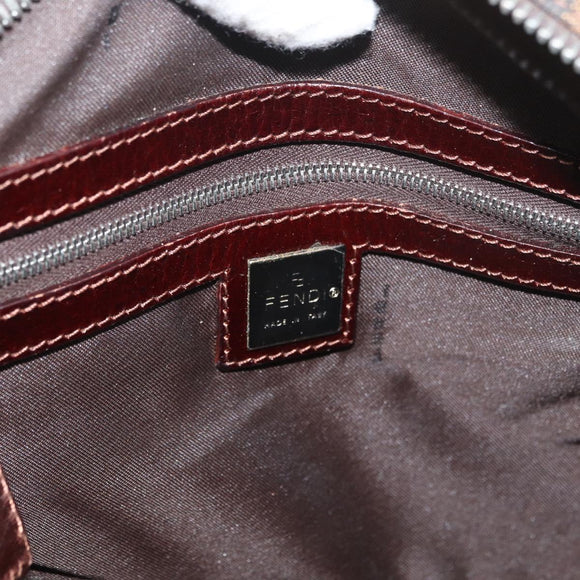 FENDI Zucca Canvas Hand Bag Brown Black Auth 176183